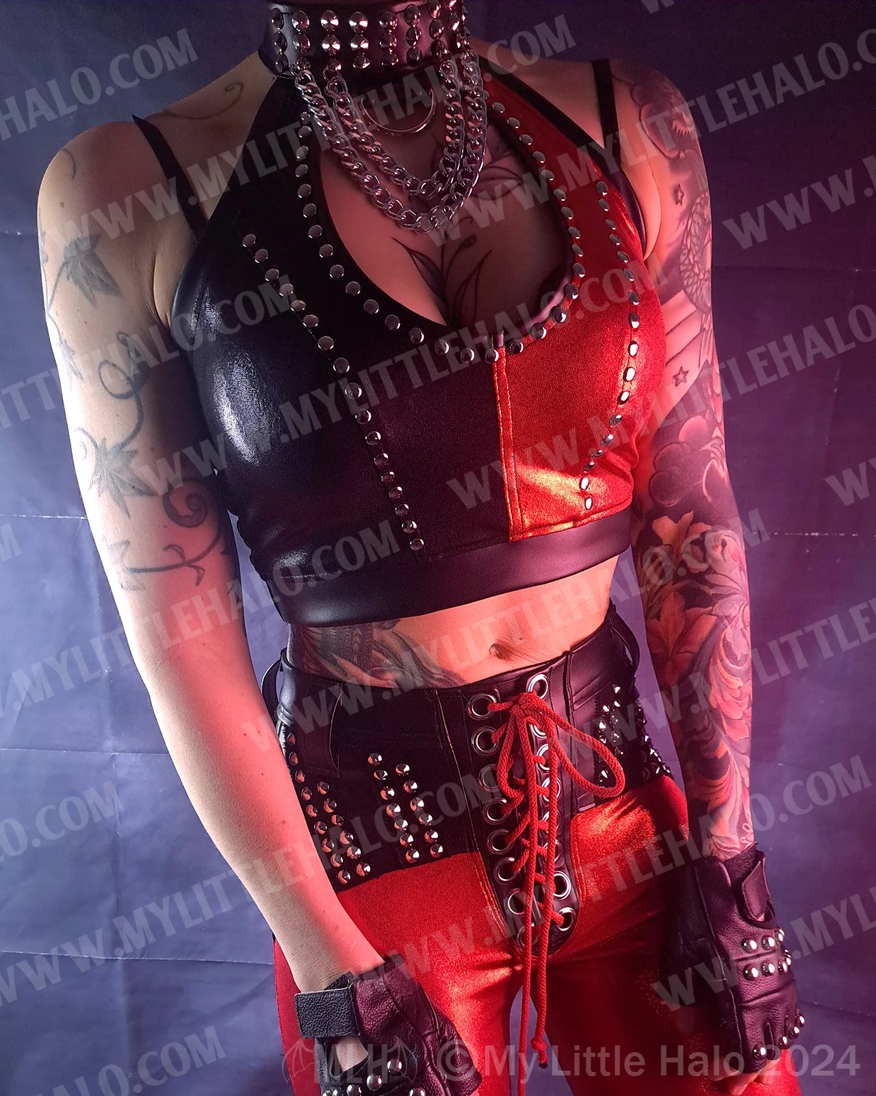 #22 Stretch Red & Black Chains & Peephole Halter-Neck (04-24-11-1-22)