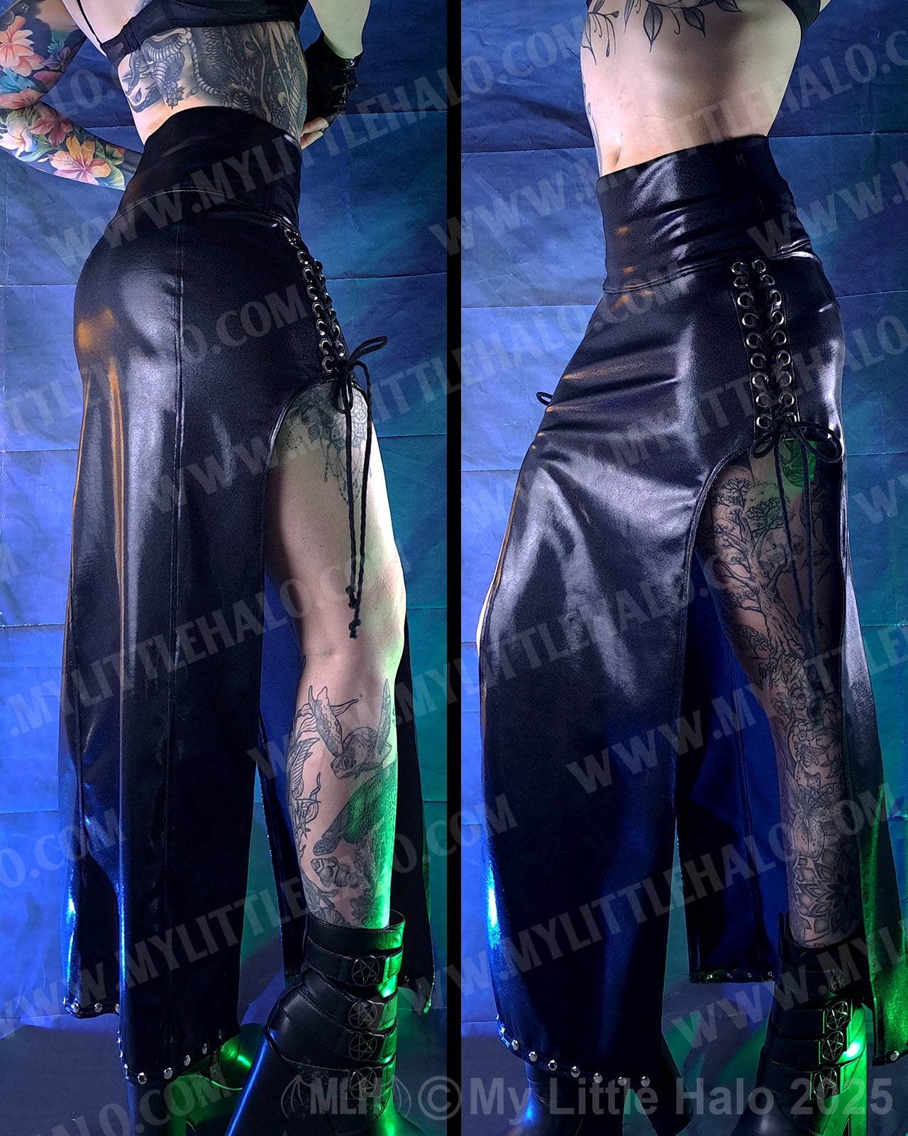 #2 Black Split Side Lace up Skirt