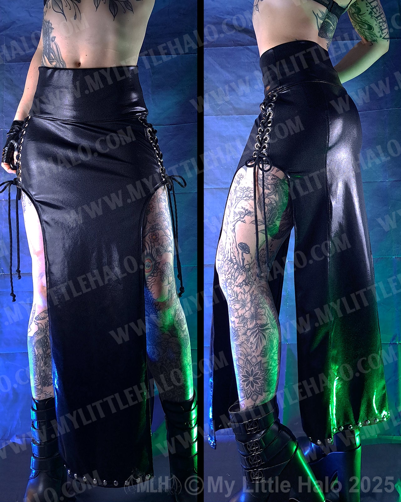 #2 Black Split Side Lace up Skirt