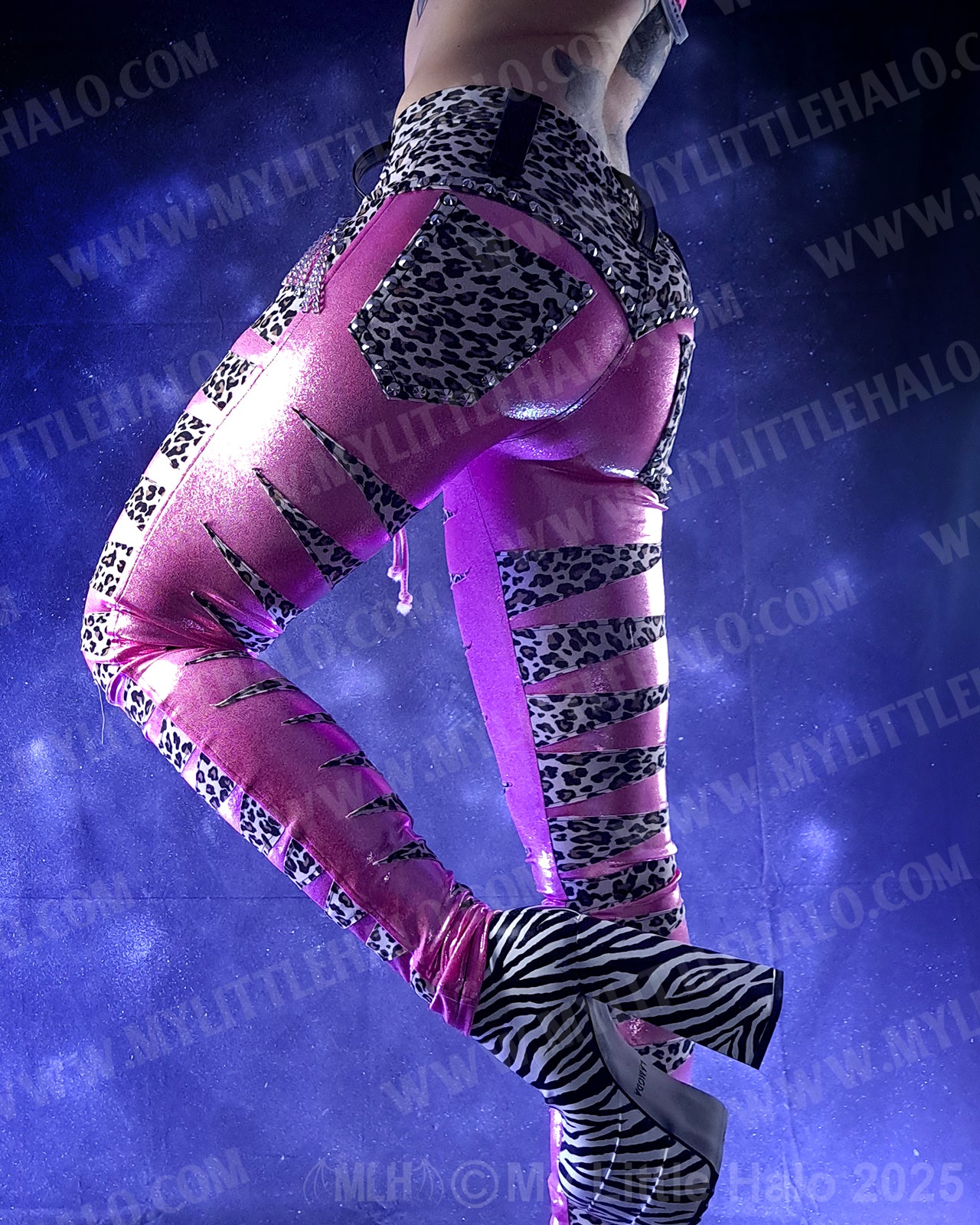 #3 Baby Pink & Cheetah Stripe Skinny Pants