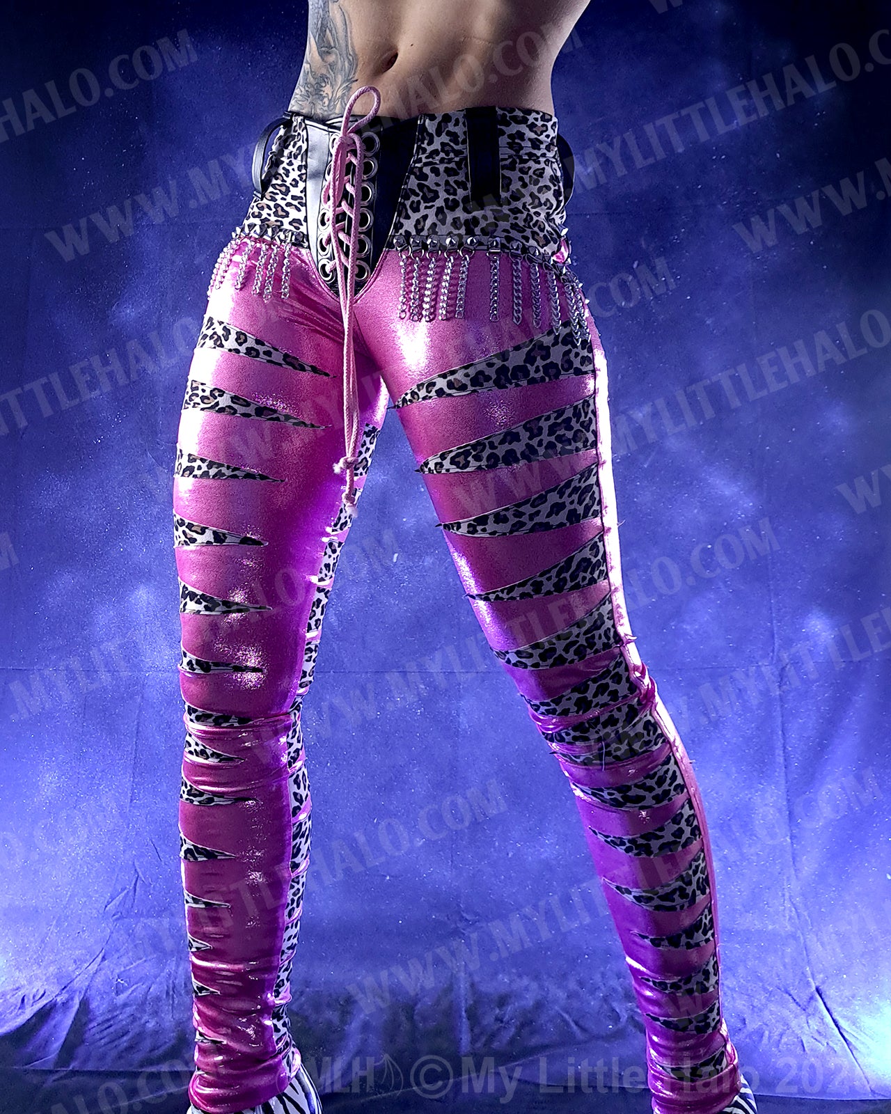 #3 Baby Pink & Cheetah Stripe Skinny Pants