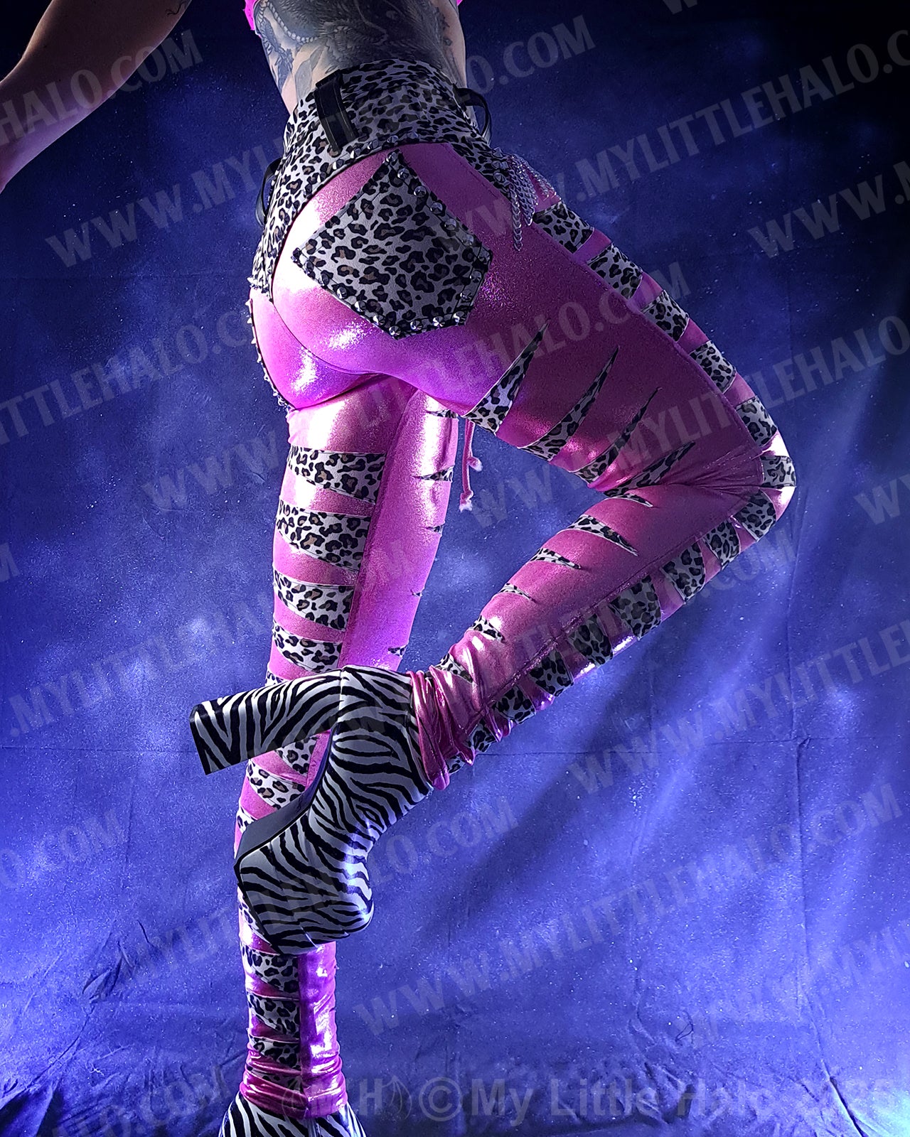 #3 Baby Pink & Cheetah Stripe Skinny Pants