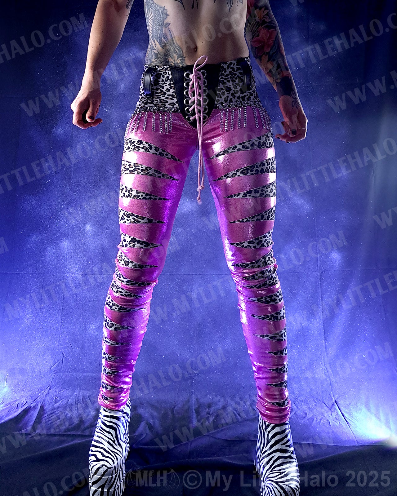 #3 Baby Pink & Cheetah Stripe Skinny Pants