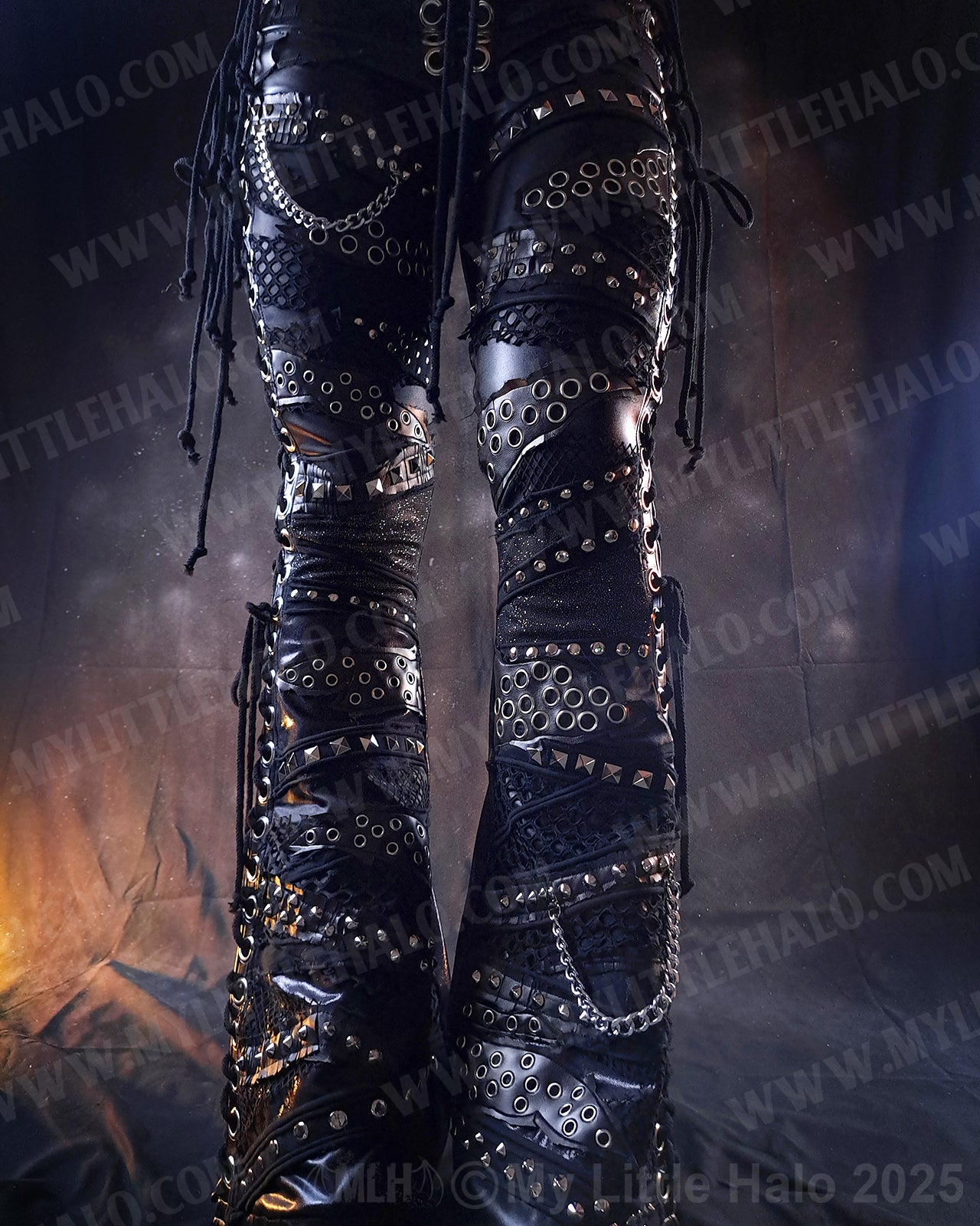 #3 High Waisted Lace up Gothic Collage Flares