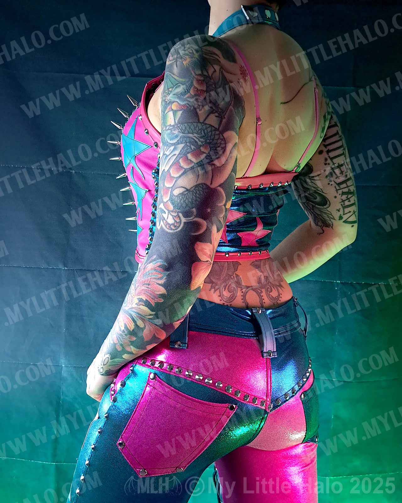 #3 Pink & Turquoise Spiked Star Bustier (02-25-02-2-03)