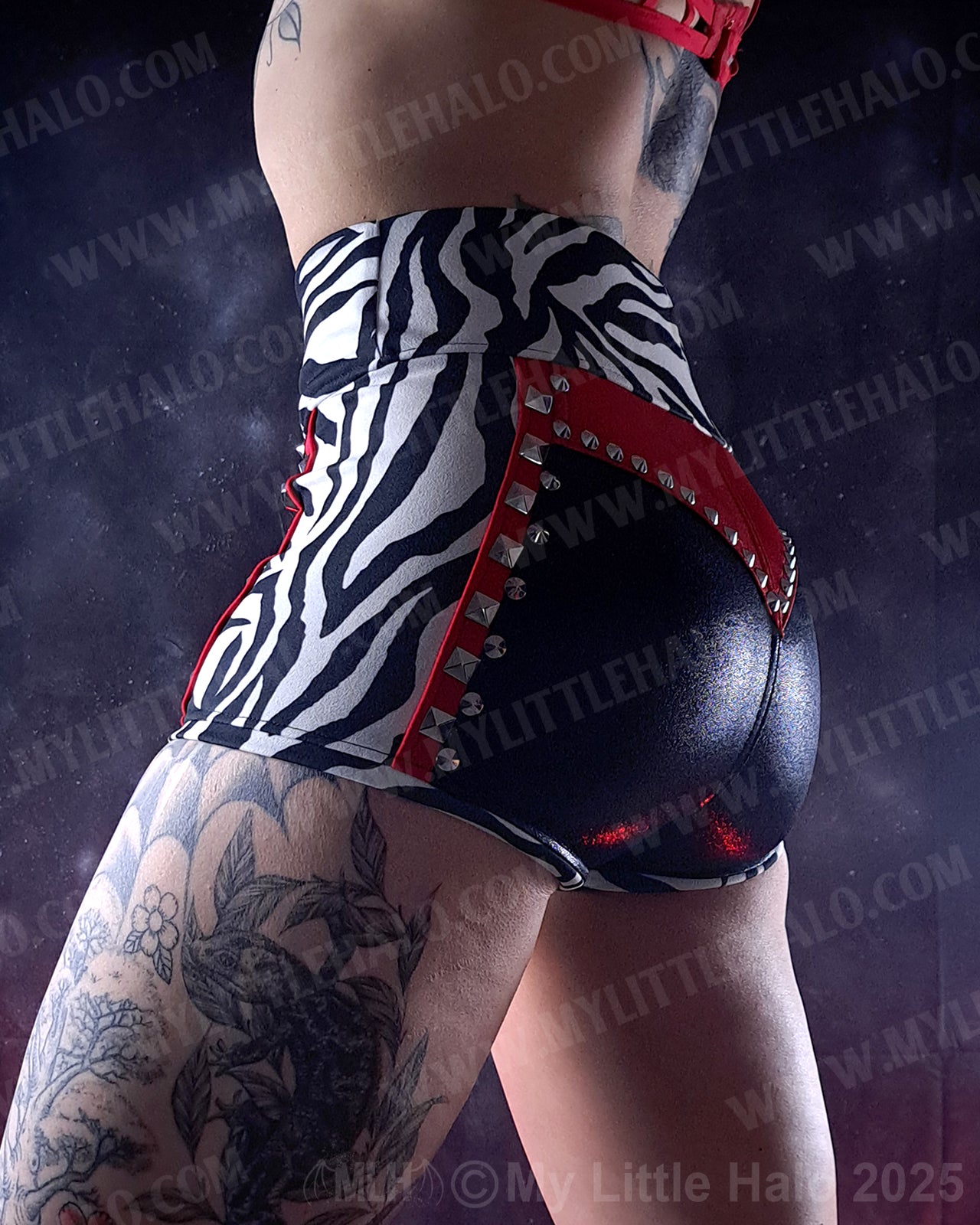 #3 Red, Black & Zebra Print High Waist Hotpants