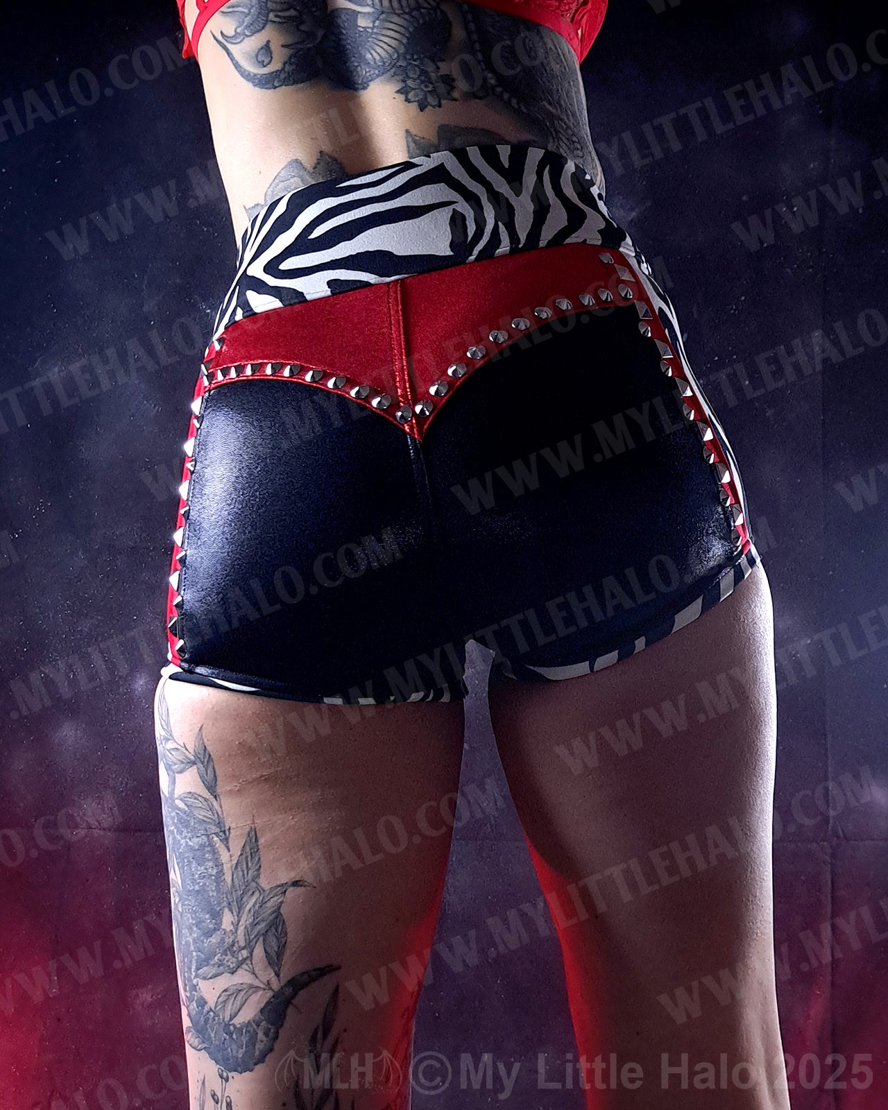 #3 Red, Black & Zebra Print High Waist Hotpants