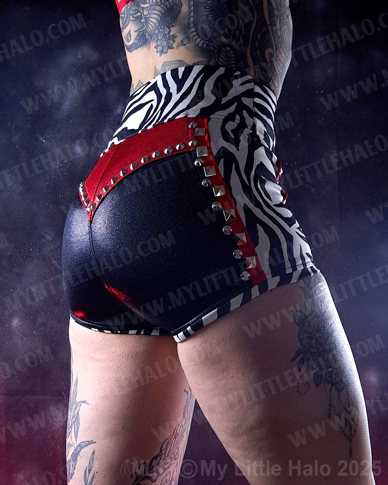 #3 Red, Black & Zebra Print High Waist Hotpants