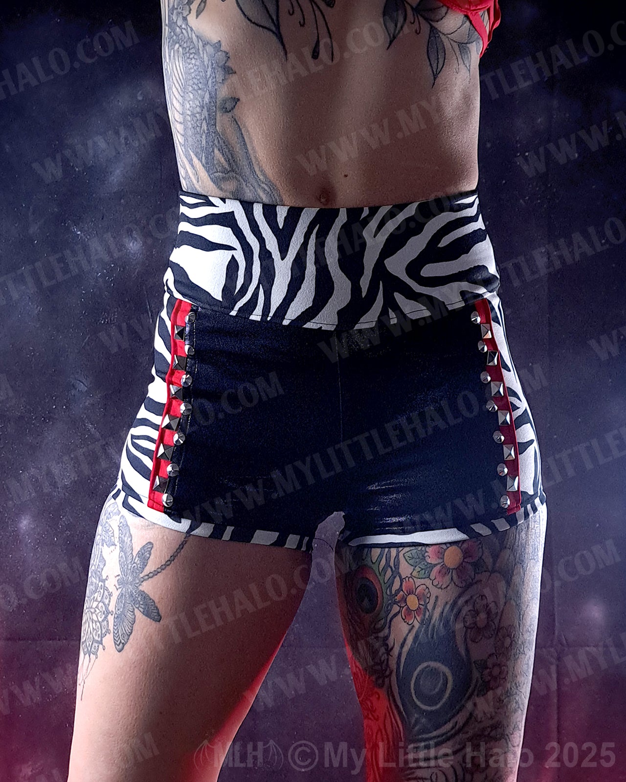 #3 Red, Black & Zebra Print High Waist Hotpants