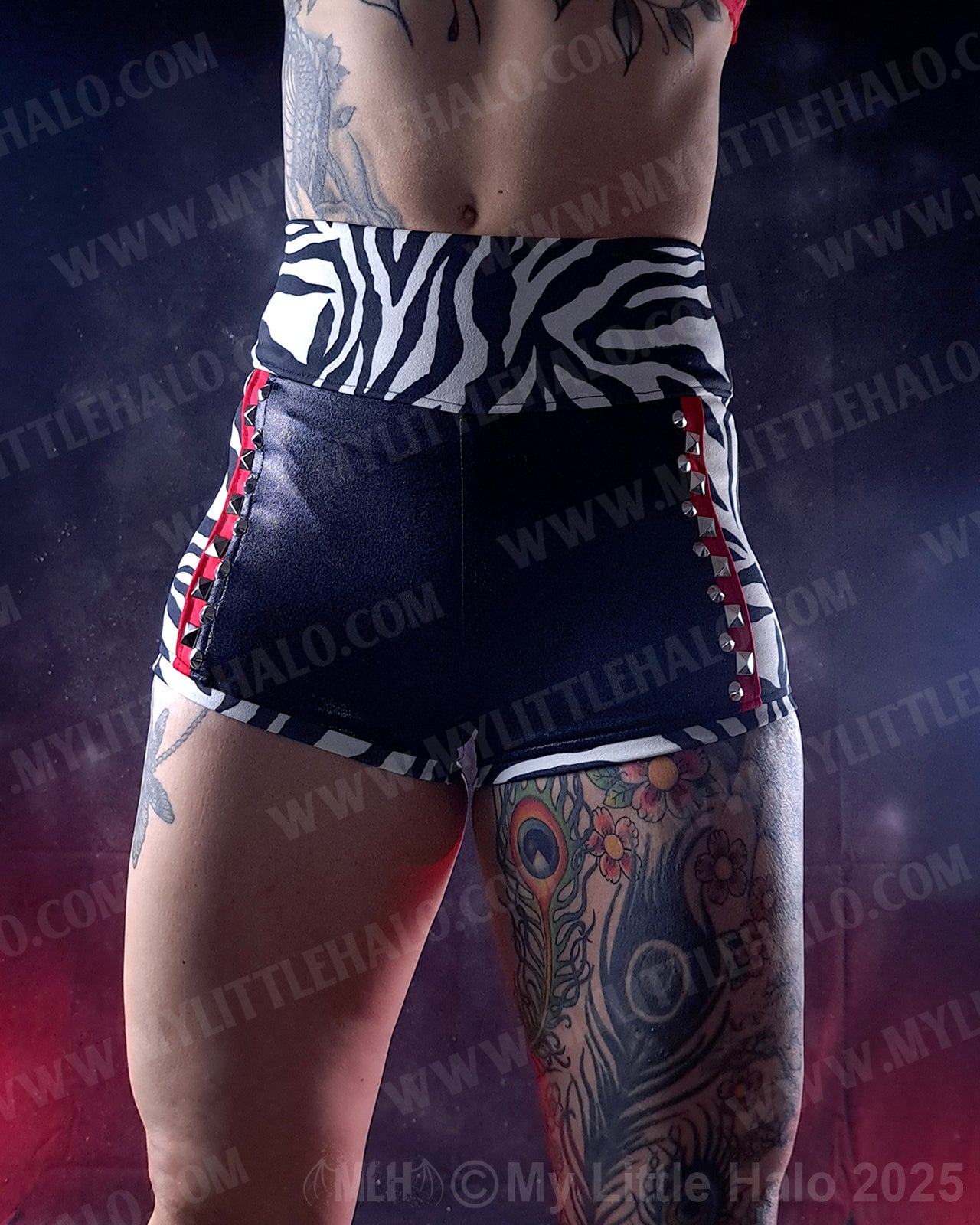 #3 Red, Black & Zebra Print High Waist Hotpants