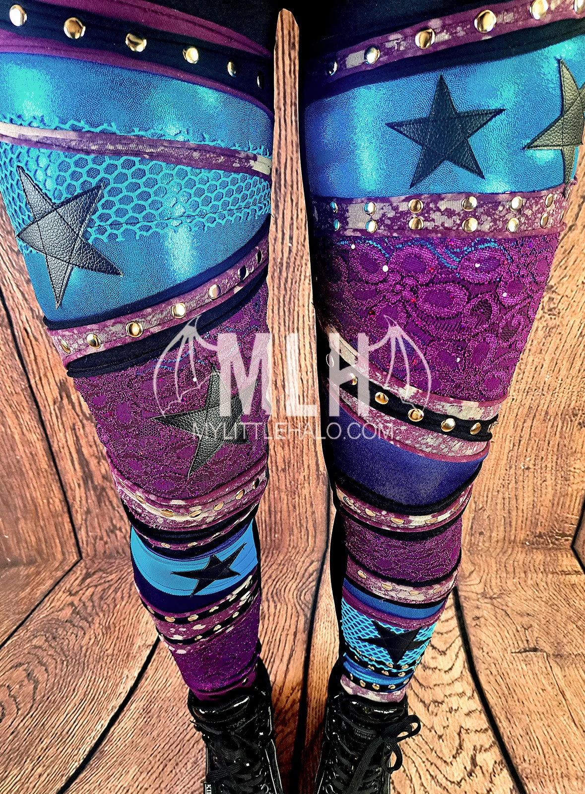 Purple/Turquoise Star Leggings (03-24-01-00-10)