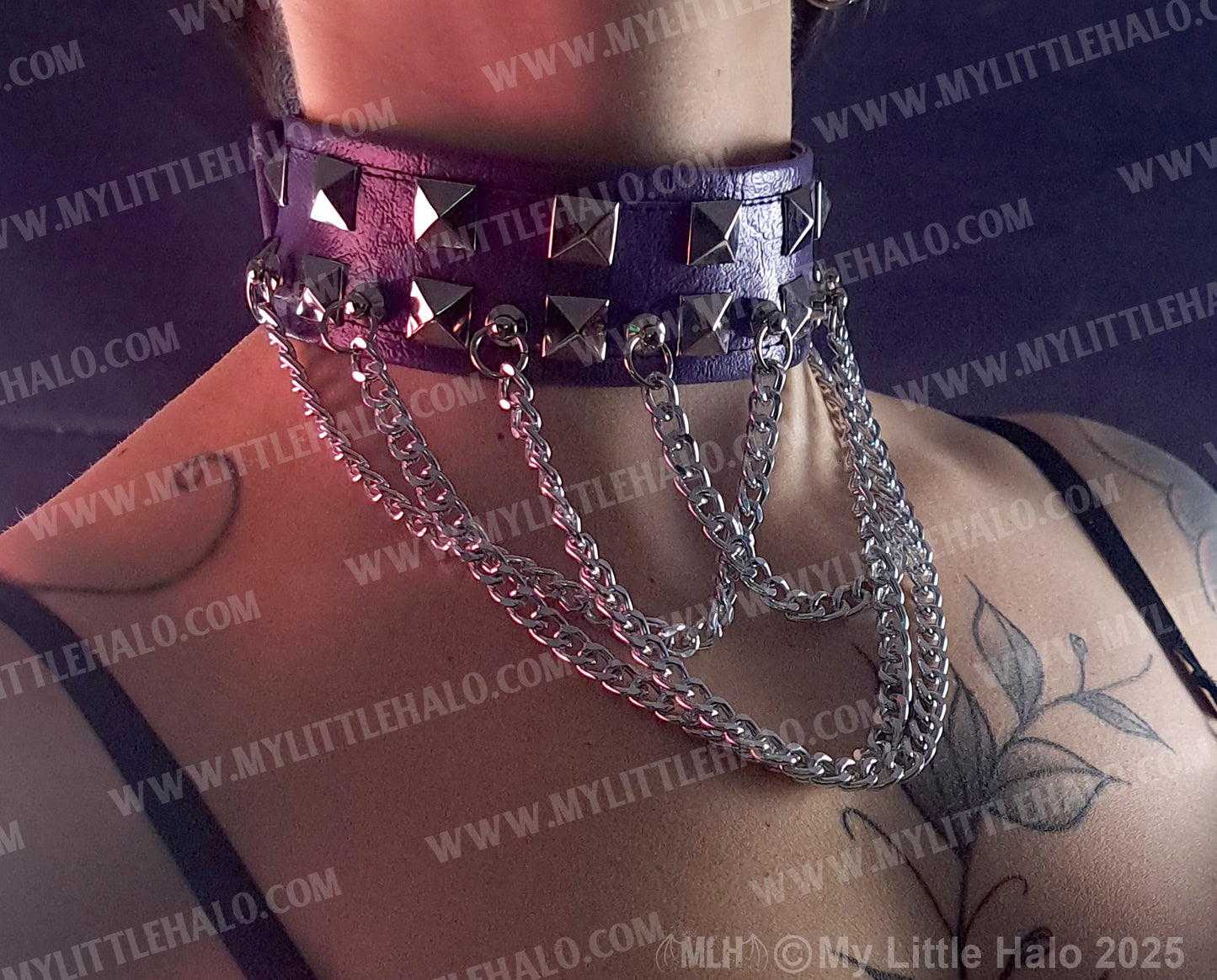 #4 Purple Pyramid & Chains Choker