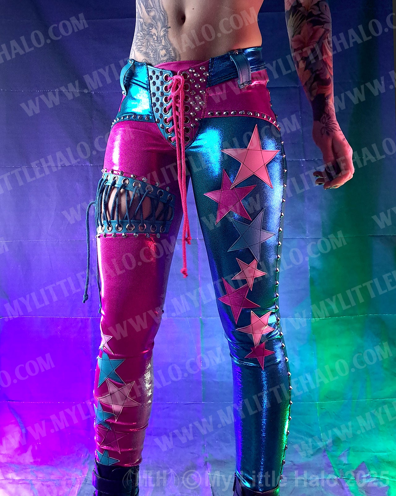 #4 Pink & Turquoise Star & Glam Rock Skinny Pants