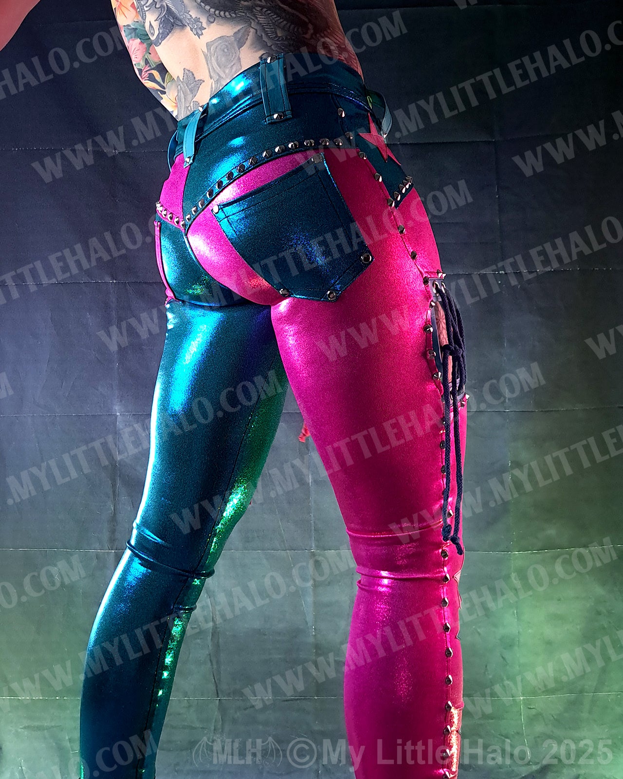 #4 Pink & Turquoise Star & Glam Rock Skinny Pants