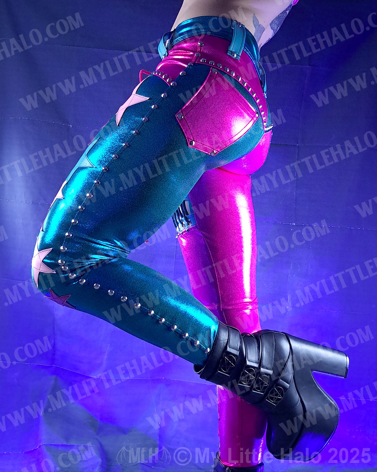 #4 Pink & Turquoise Star & Glam Rock Skinny Pants