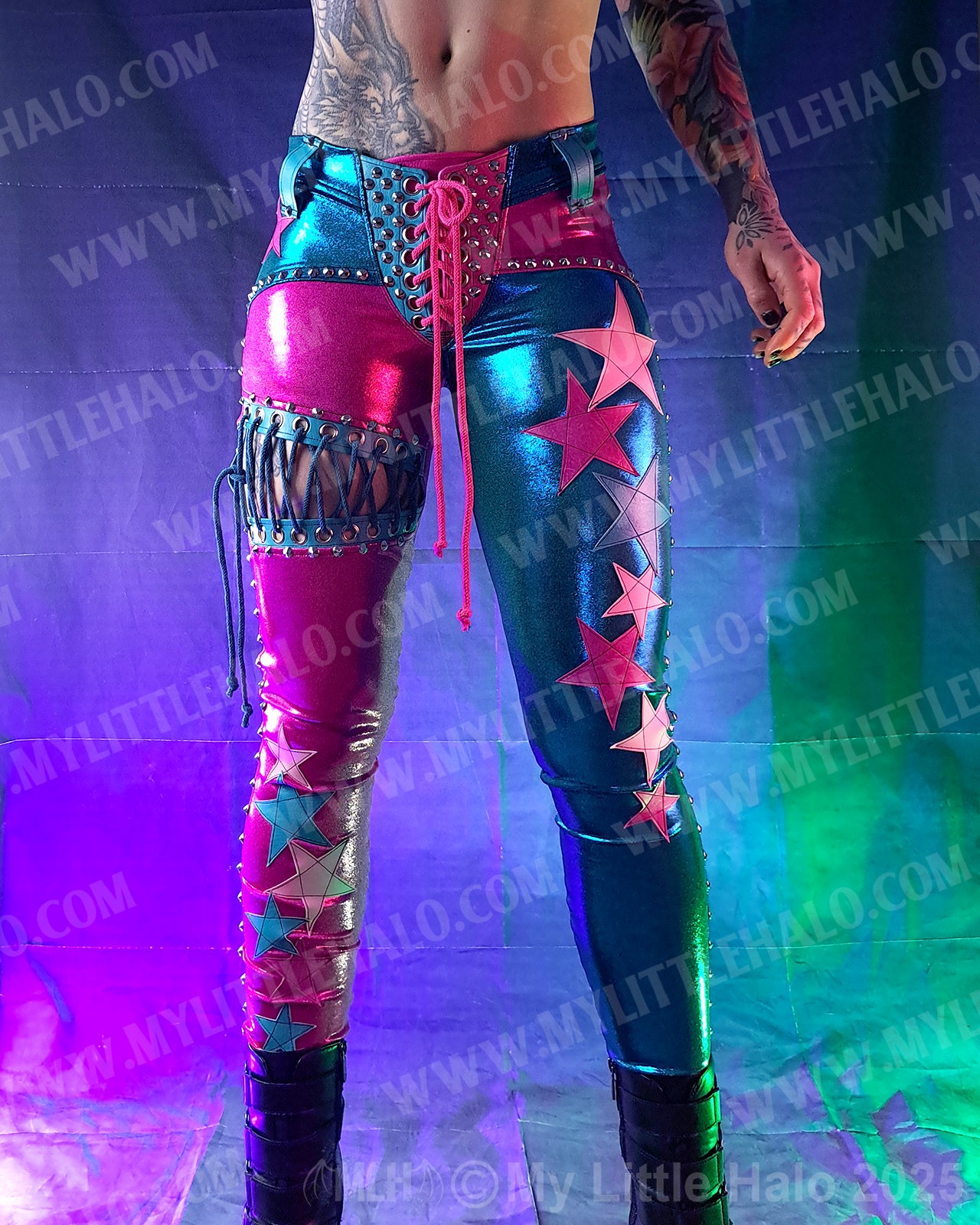 #4 Pink & Turquoise Star & Glam Rock Skinny Pants