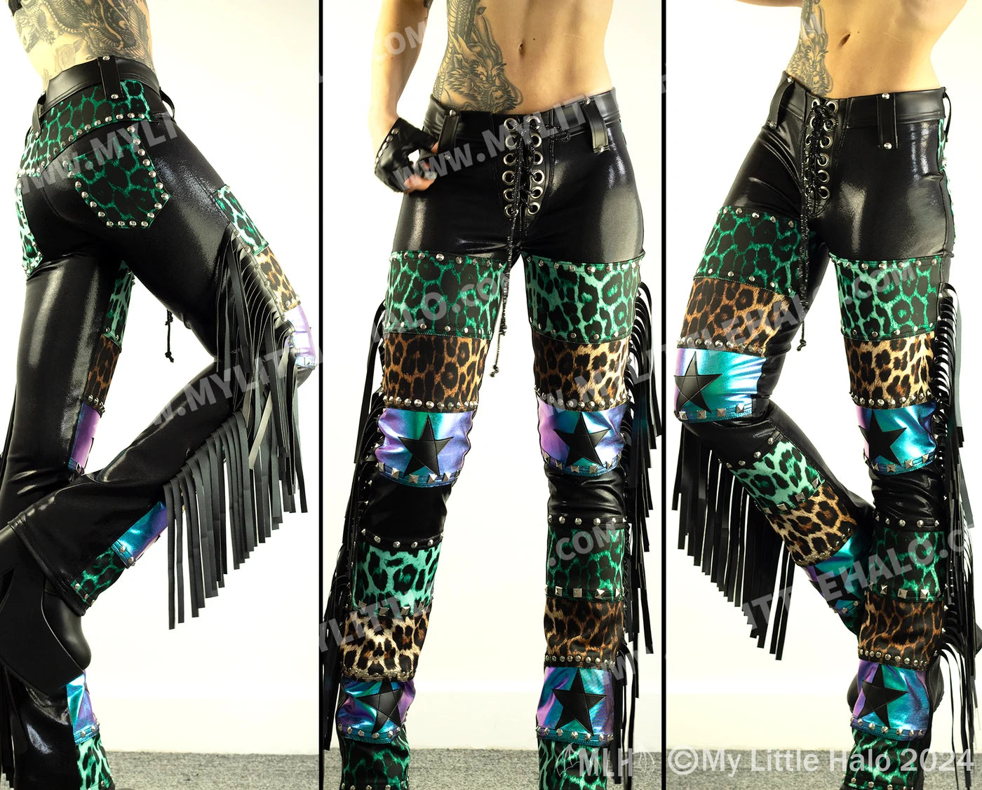 #4 Fringed, Leopard Print, Panelled Straight Legs (24-01-00-19)