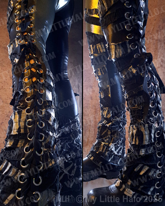 #4 Men's Black/Grey/Distressed Denim Lace Up Pants (03-23-03-1-04)