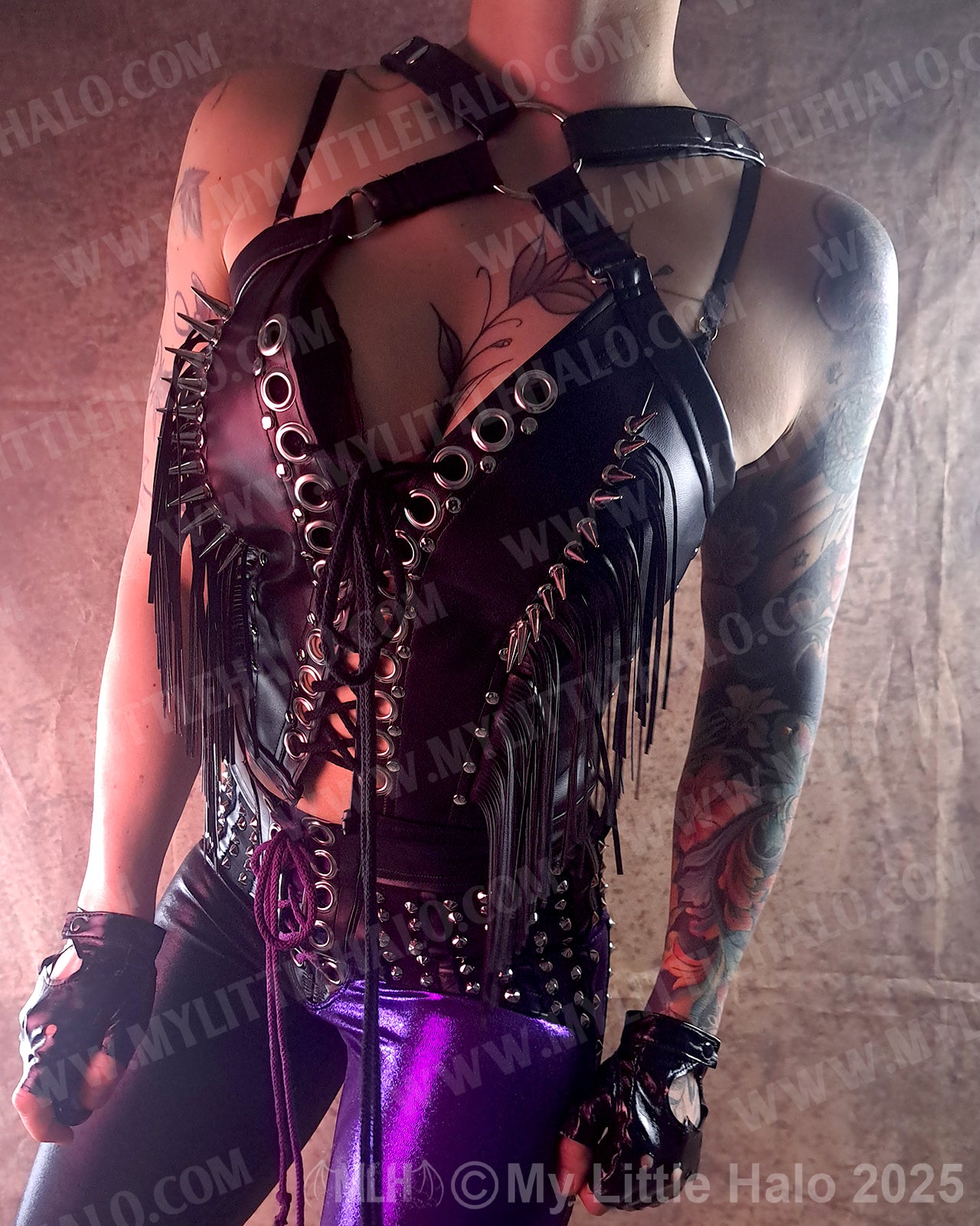 #5 Black Fringed, Spiked Bustier (24-12-1-05)