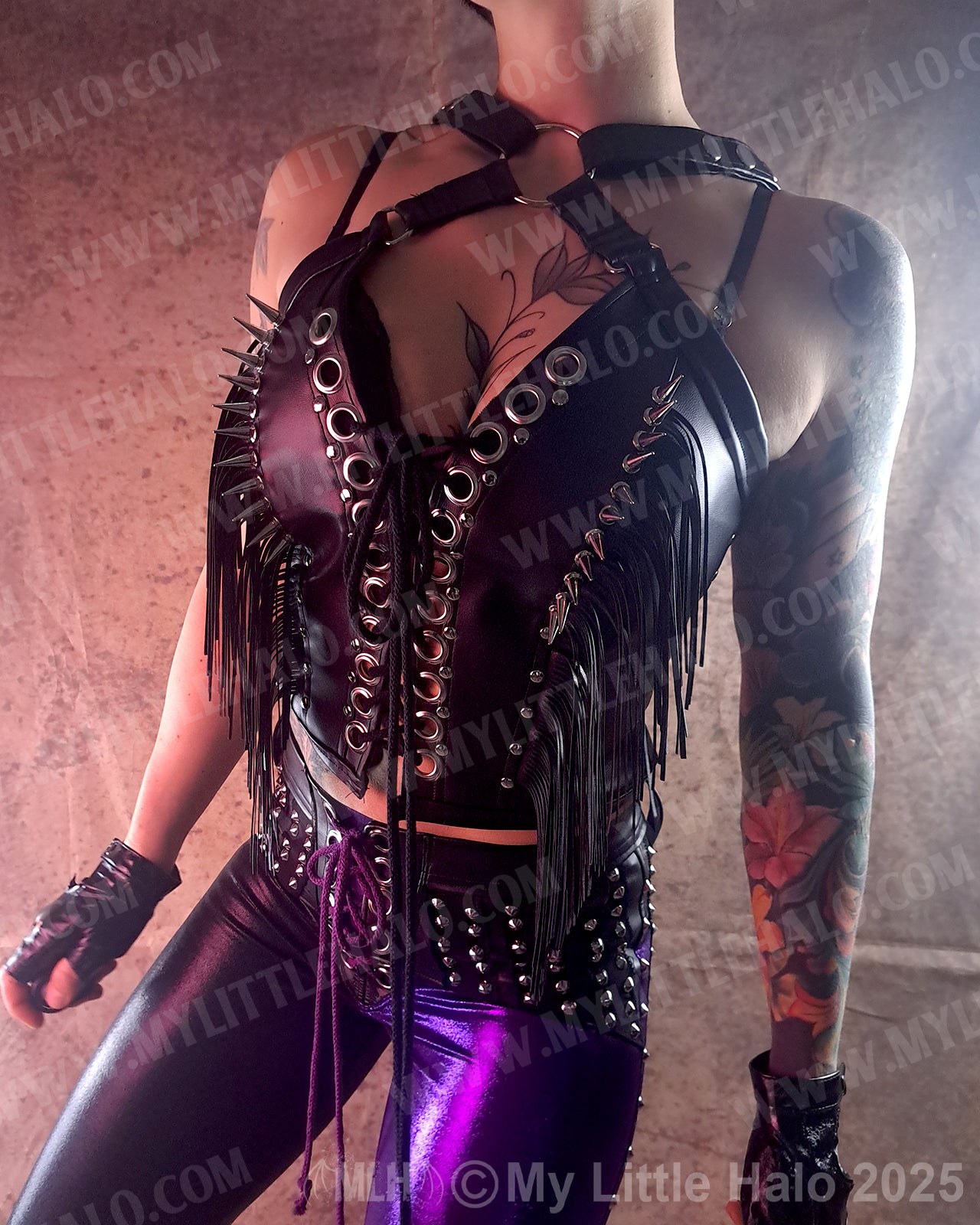 #5 Black Fringed, Spiked Bustier (24-12-1-05)