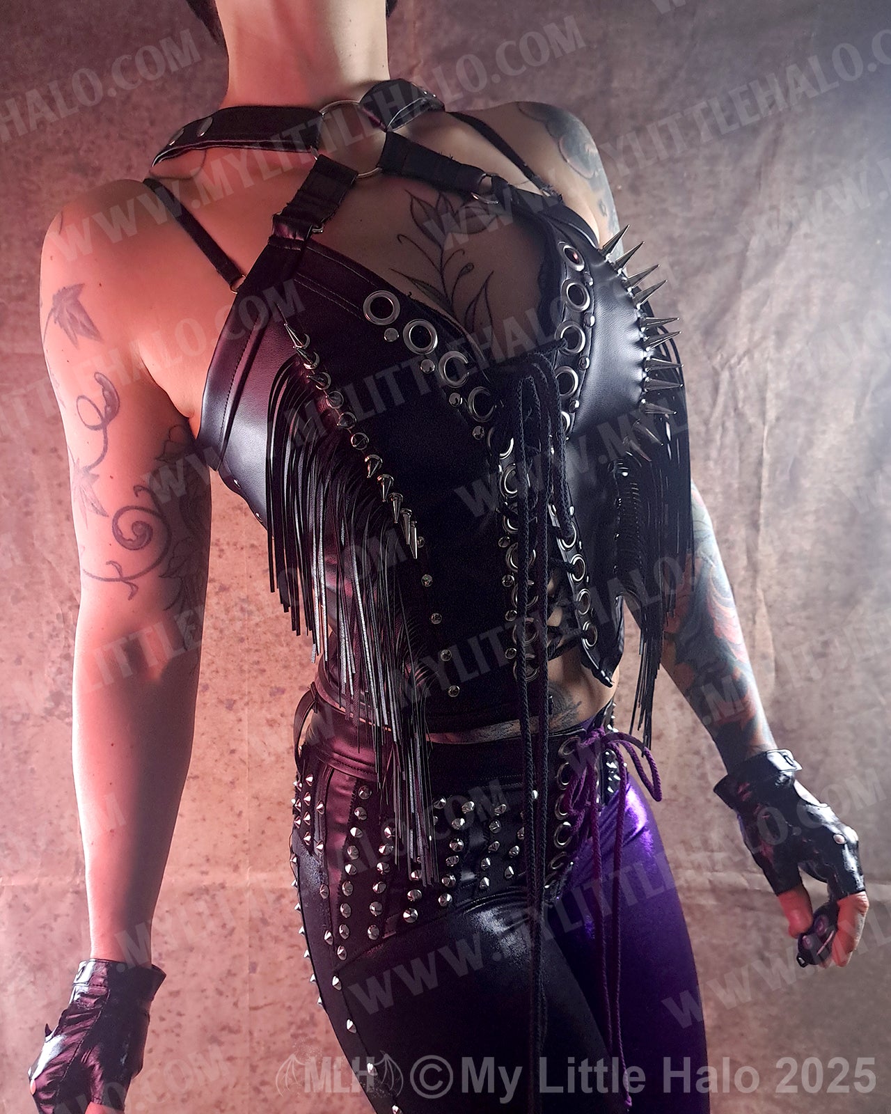 #5 Black Fringed, Spiked Bustier (24-12-1-05)