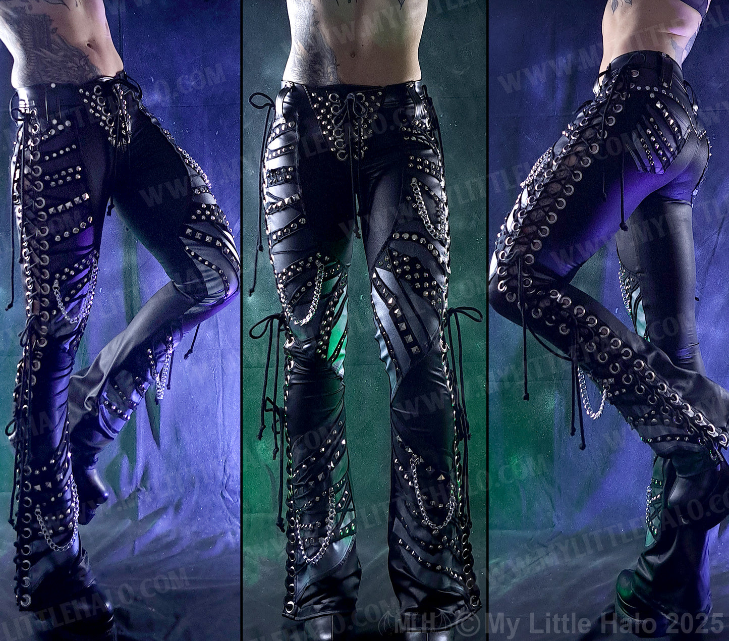 #5 Silver/Black Hombre Lace up Rivet Flares