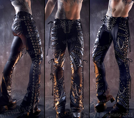 #5 Silver/Black Hombre Lace up Rivet Flares