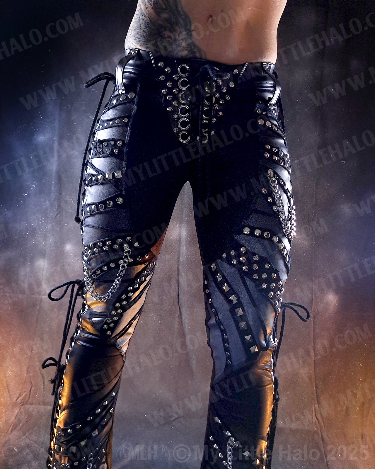 #5 Silver/Black Hombre Lace up Rivet Flares