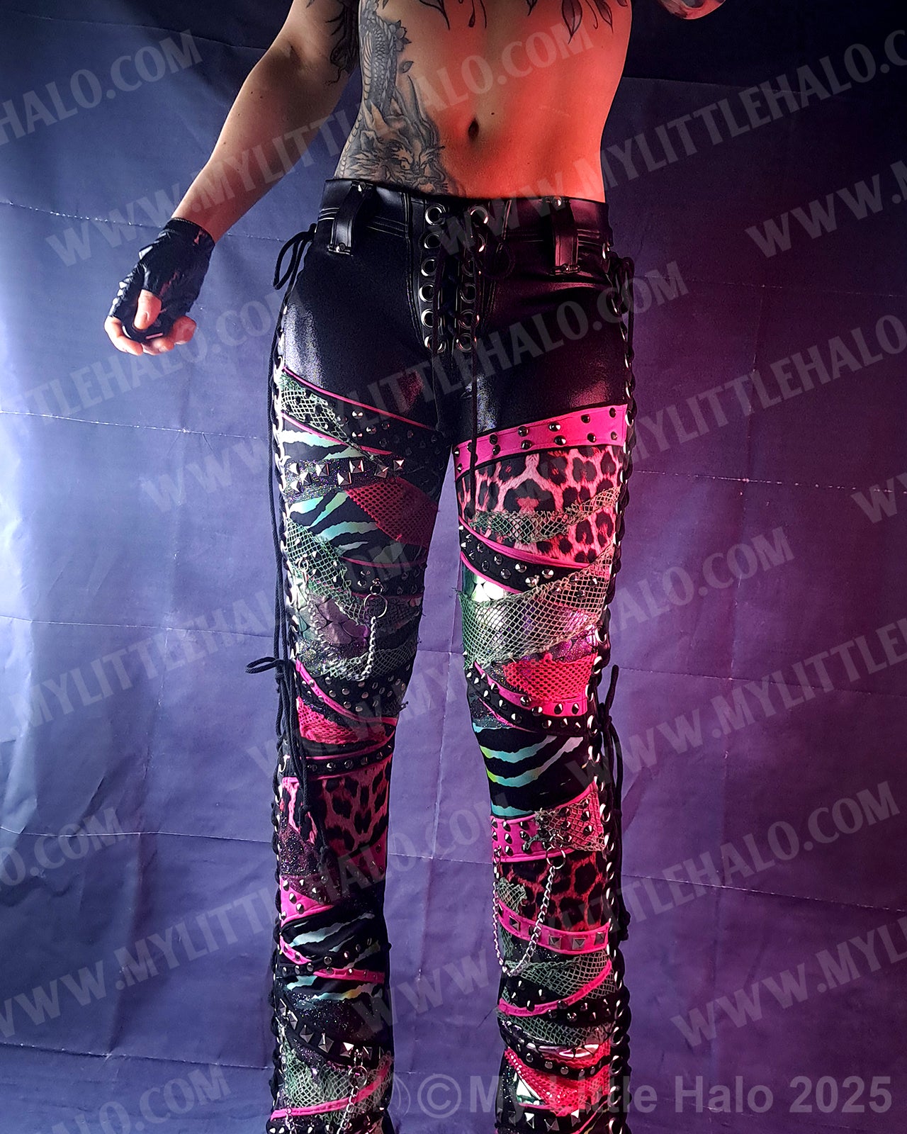 #5 Pink Leopard/Green Zebra Lace Up Bootcuts (03-24-01-00-15)