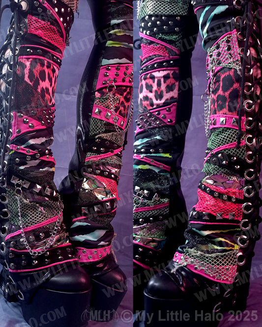 #5 Pink Leopard/Green Zebra Lace Up Bootcuts (03-24-01-00-15)