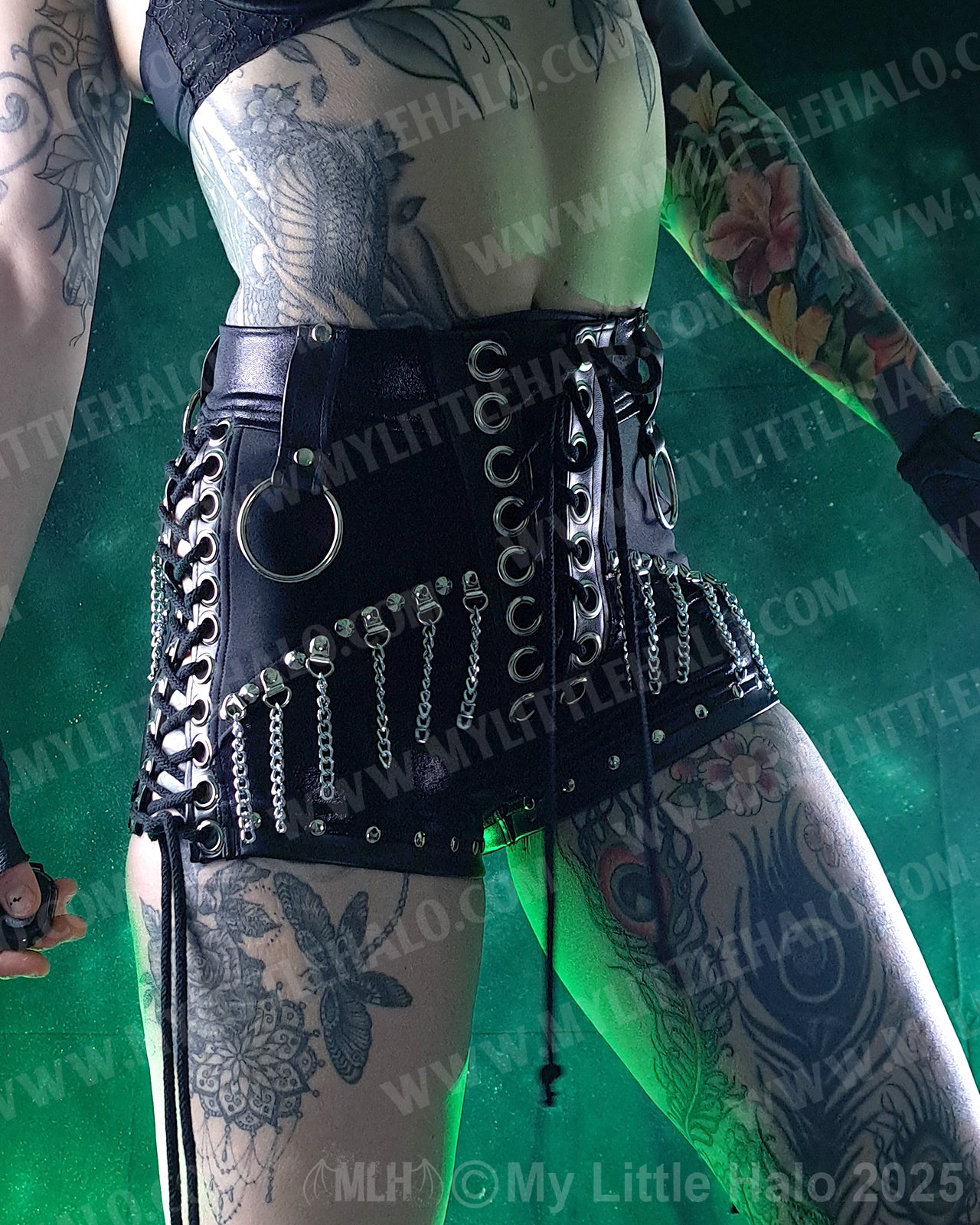 #6 Chain Fringed Lace up Hotpants