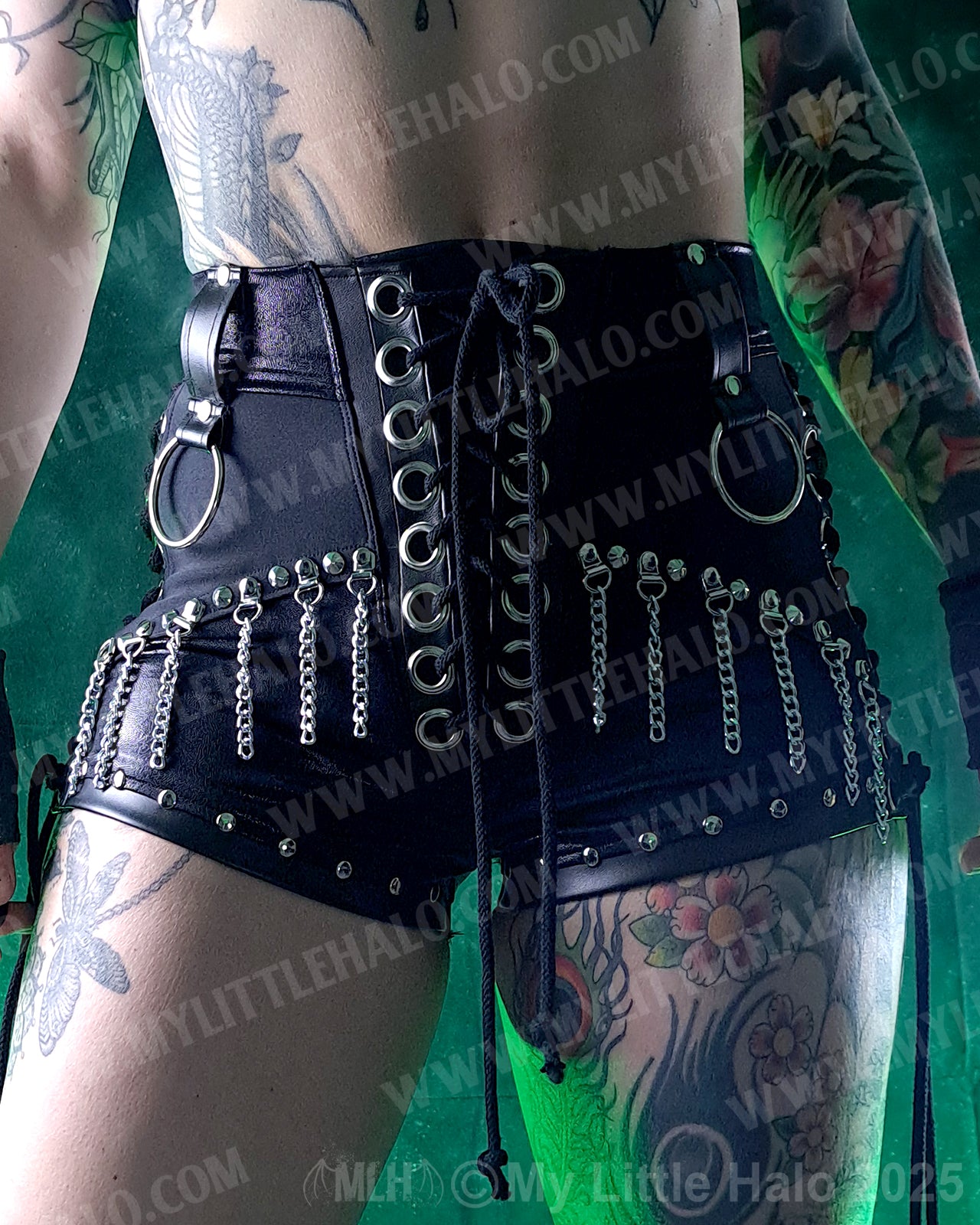 #6 Chain Fringed Lace up Hotpants