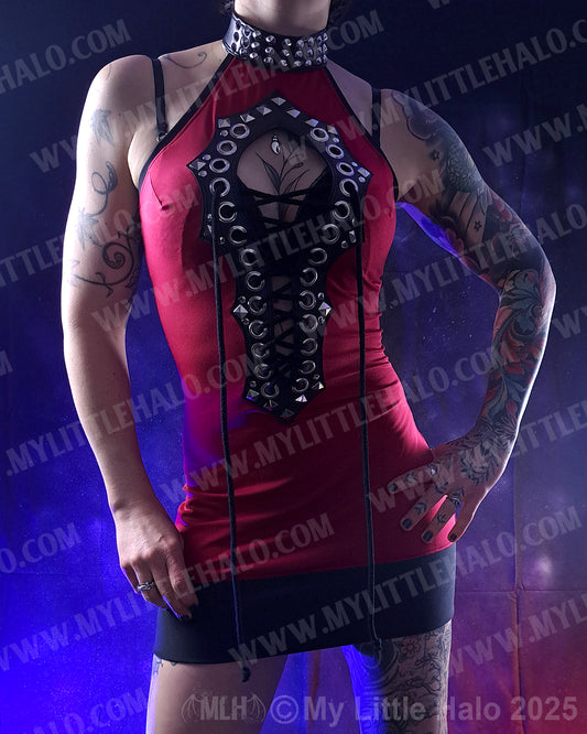 #6 Deep Red Peephole Mini Dress