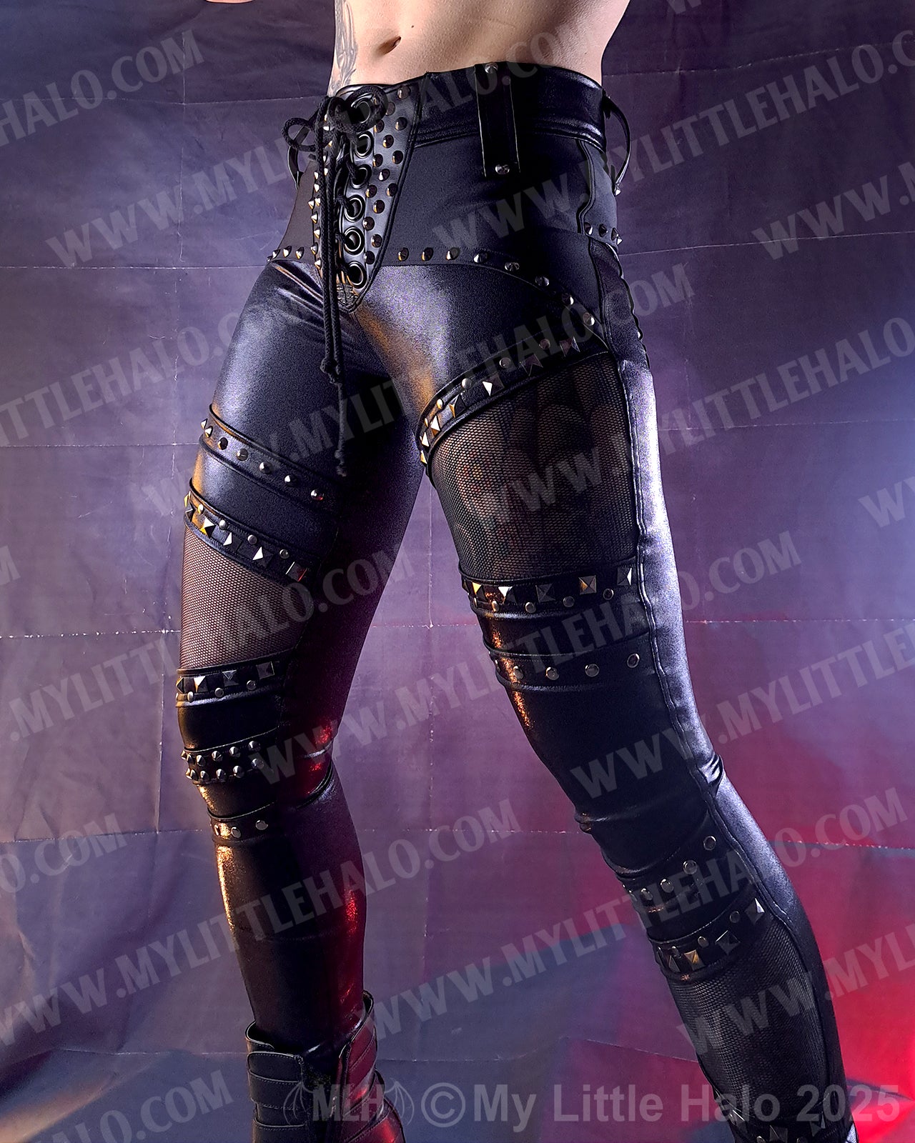 #6 Gunmetal Rivet & Mesh Gothic Skinny Pants