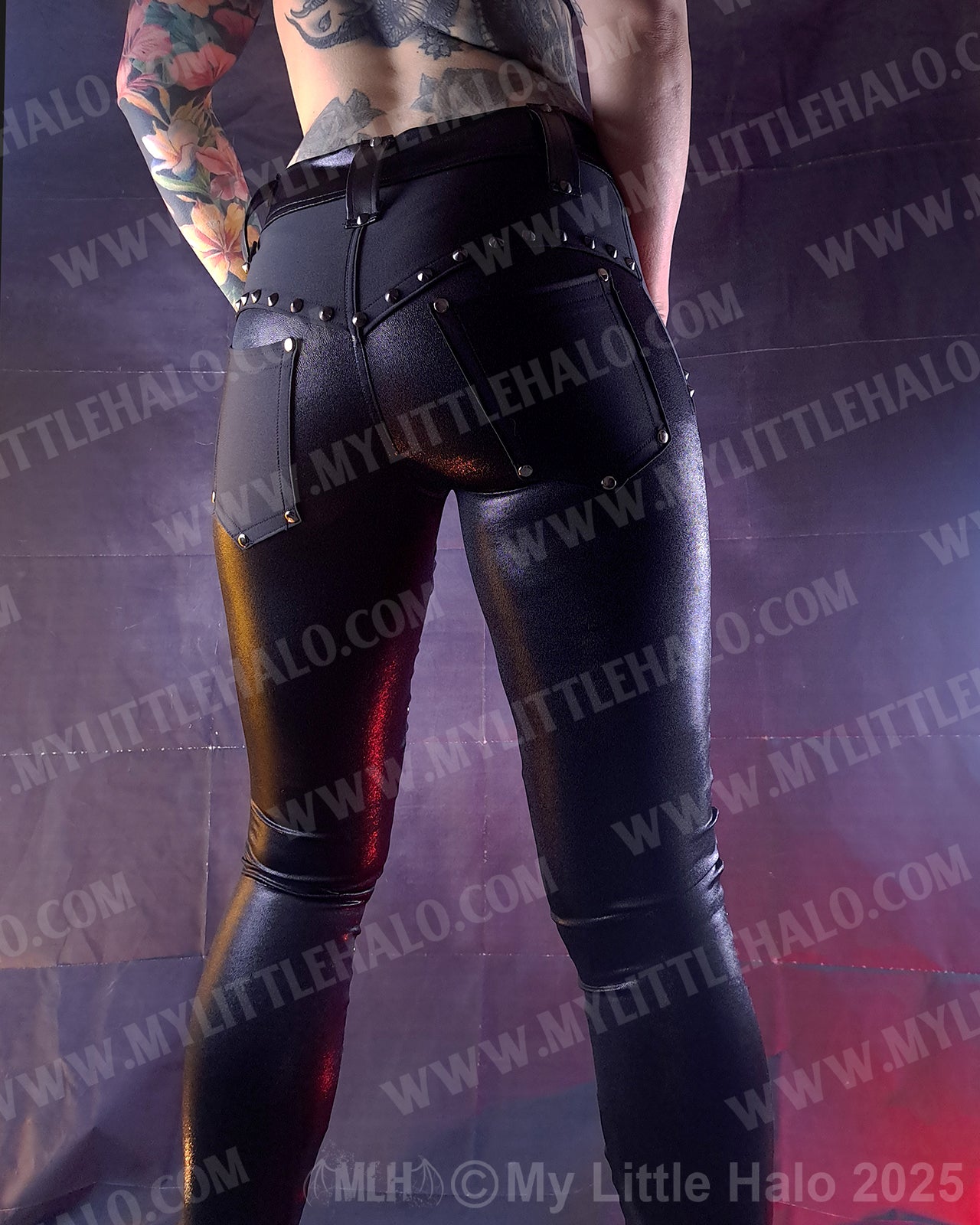 #6 Gunmetal Rivet & Mesh Gothic Skinny Pants