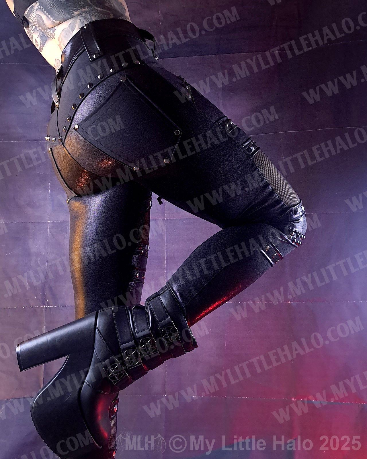 #6 Gunmetal Rivet & Mesh Gothic Skinny Pants