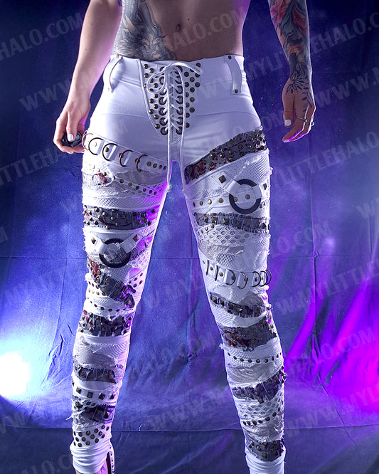 #7 Blood Splattered White/Grey Collage Skinnies