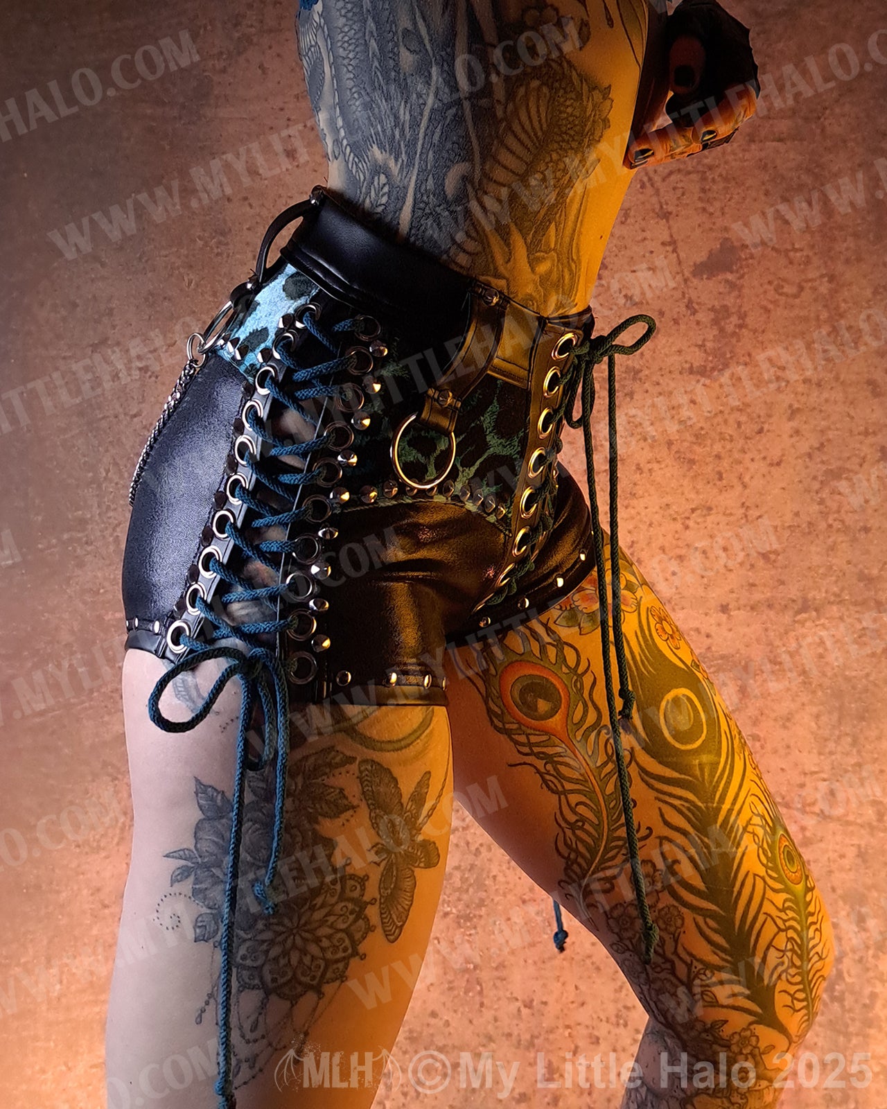 #7 High Waisted Teal Leopard Print Hotpants