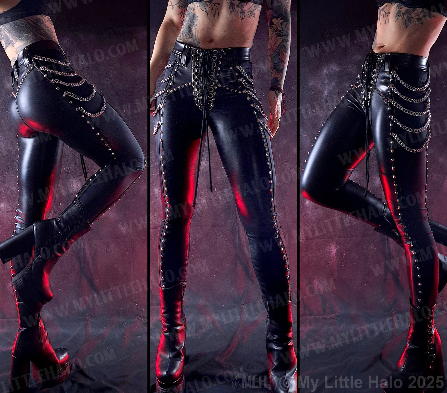 #7 High Waisted Wet Look Chain Pants