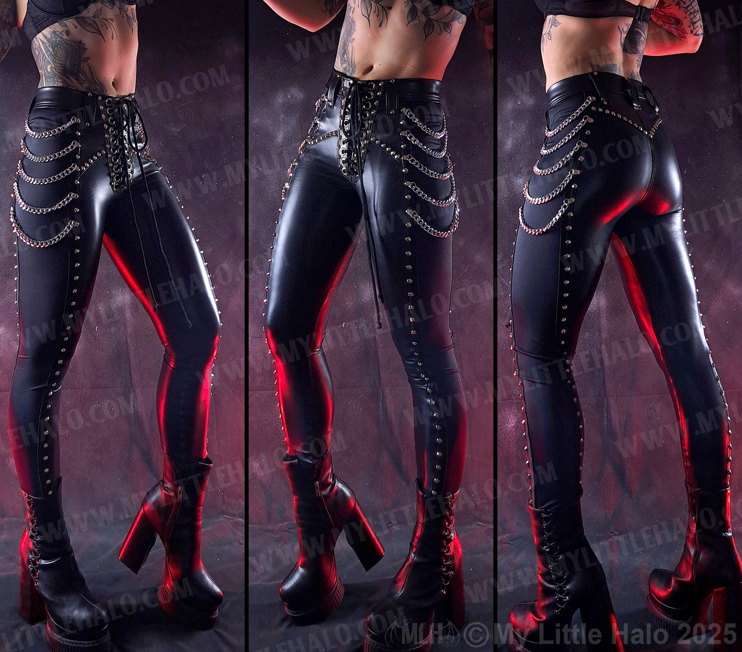 #7 High Waisted Wet Look Chain Pants