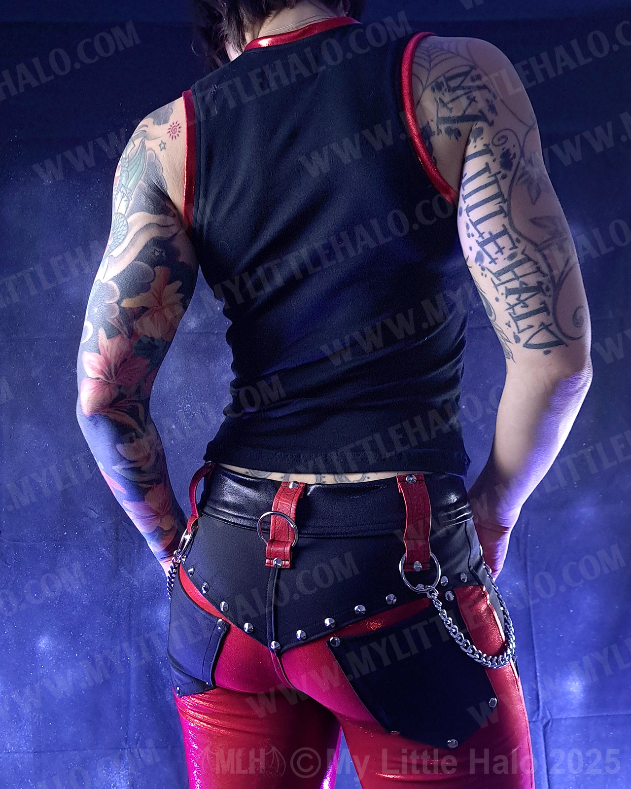 #7 Red, Black & Zebra Print Peephole Vest