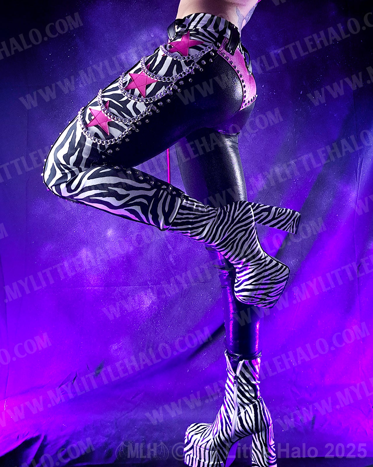 #7 Zebra Print, Pink Star and Chain Skinnies