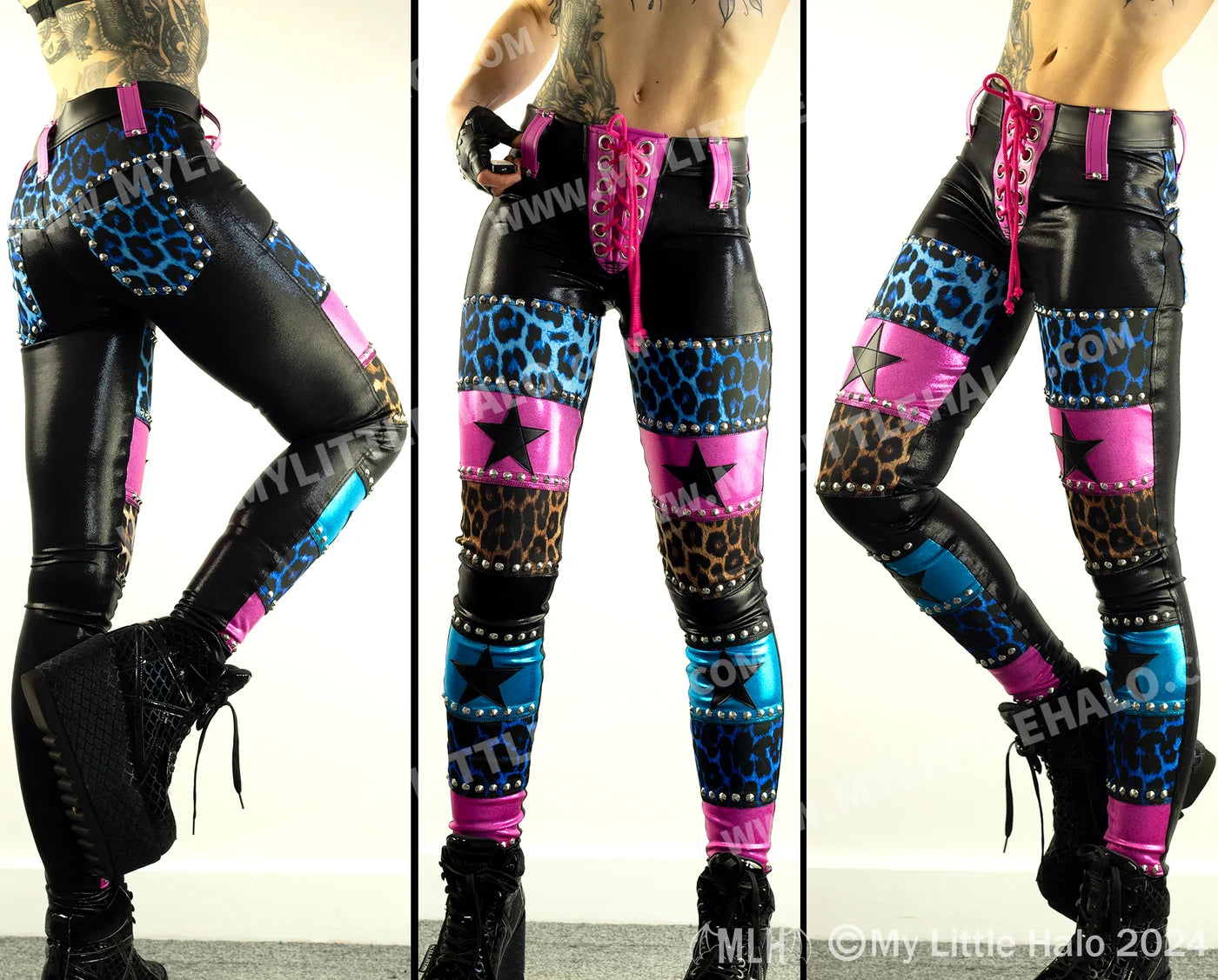 #7 Blue & Tan Leopard Panelled Skinnies (03-24-01-00-17)