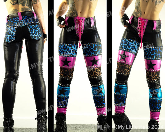 #7 Blue & Tan Leopard Panelled Skinnies (03-24-01-00-17)
