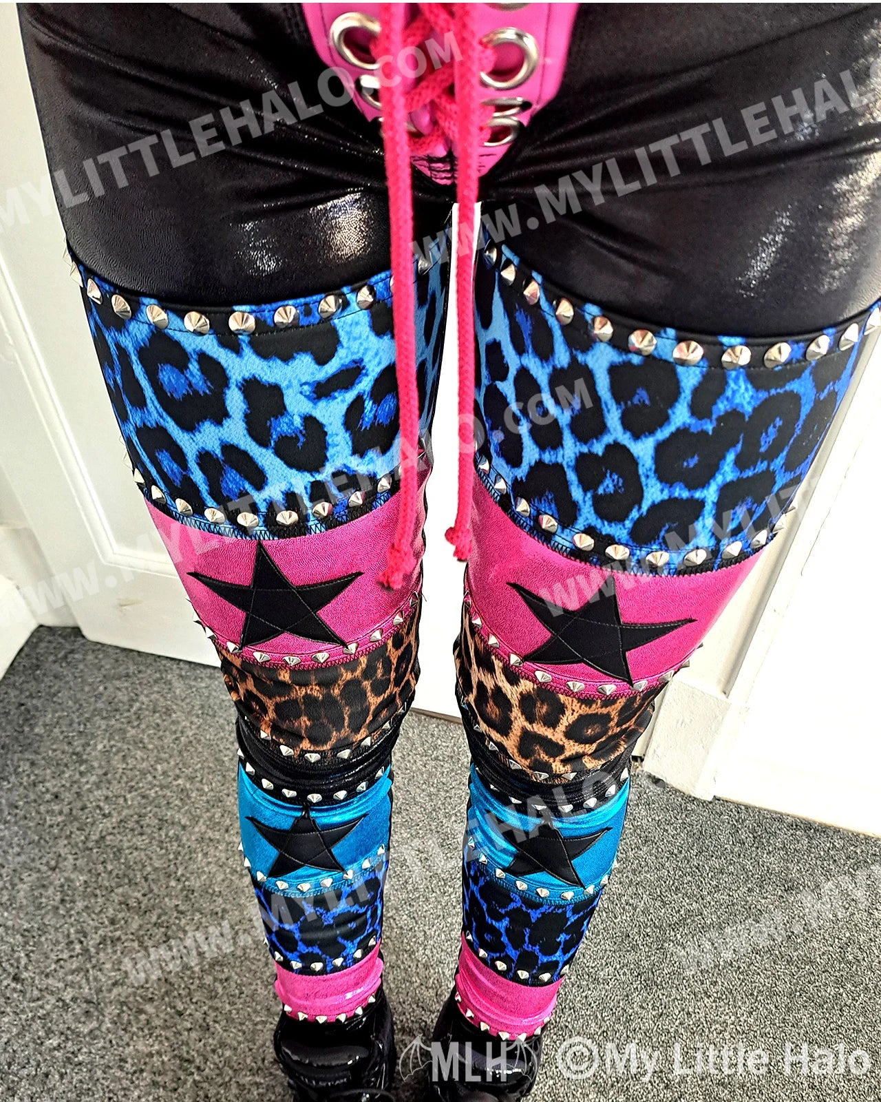#7 Blue & Tan Leopard Panelled Skinnies (03-24-01-00-17)