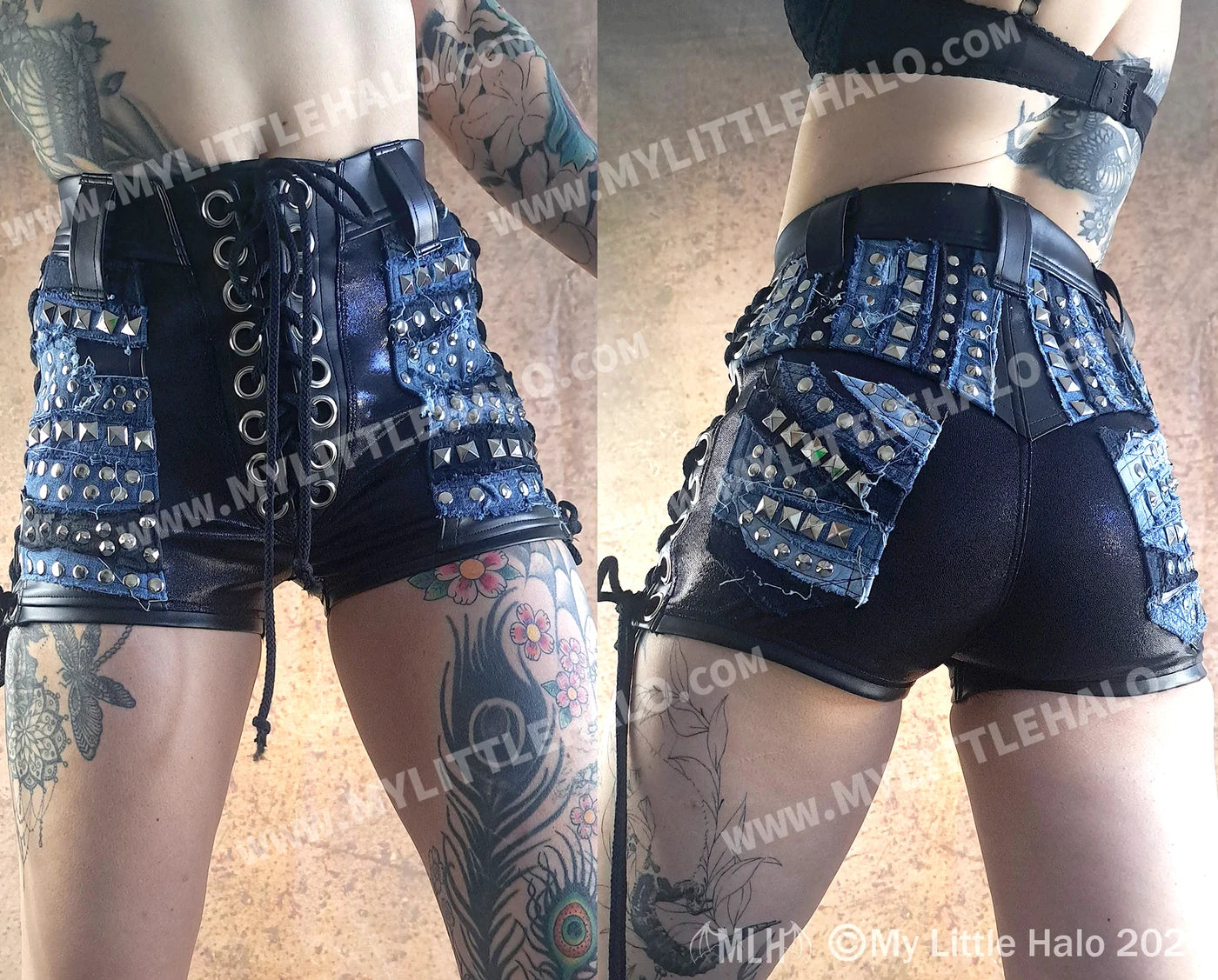 #7 High Waisted Lace Up Denim Shorts (06-24-01-00-24)