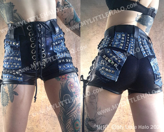 #7 High Waisted Lace Up Denim Shorts (06-24-01-00-24)