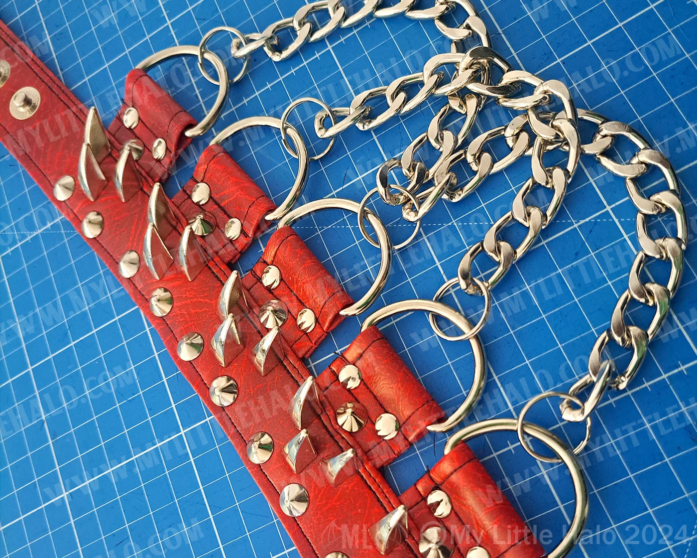 #7 Red D-Ring Claw Spike & Chain Choker
