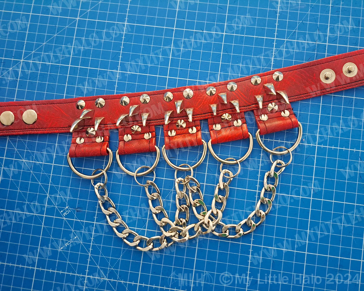 #7 Red D-Ring Claw Spike & Chain Choker