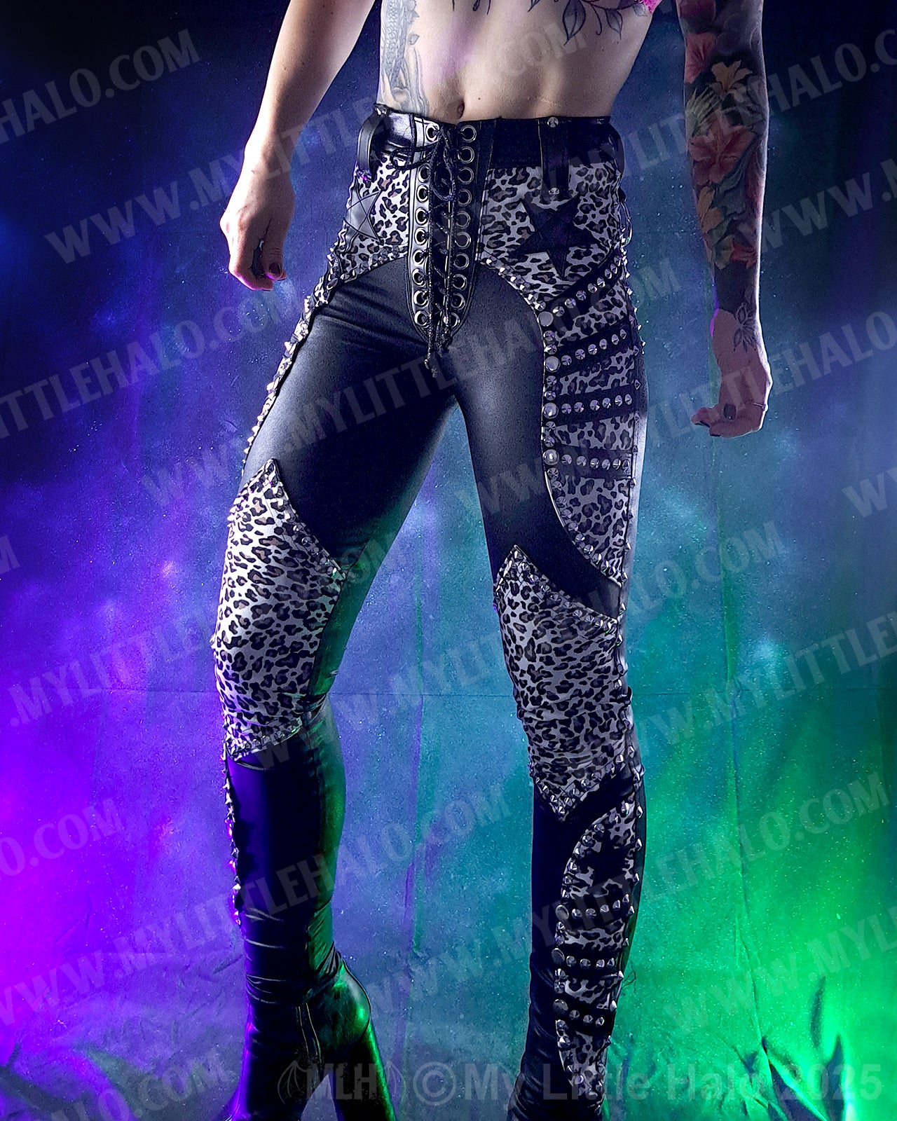 #8 Black & Cheetah Print High Waisted Rivet & Star Pants